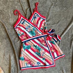 Flying tomato red floral romper